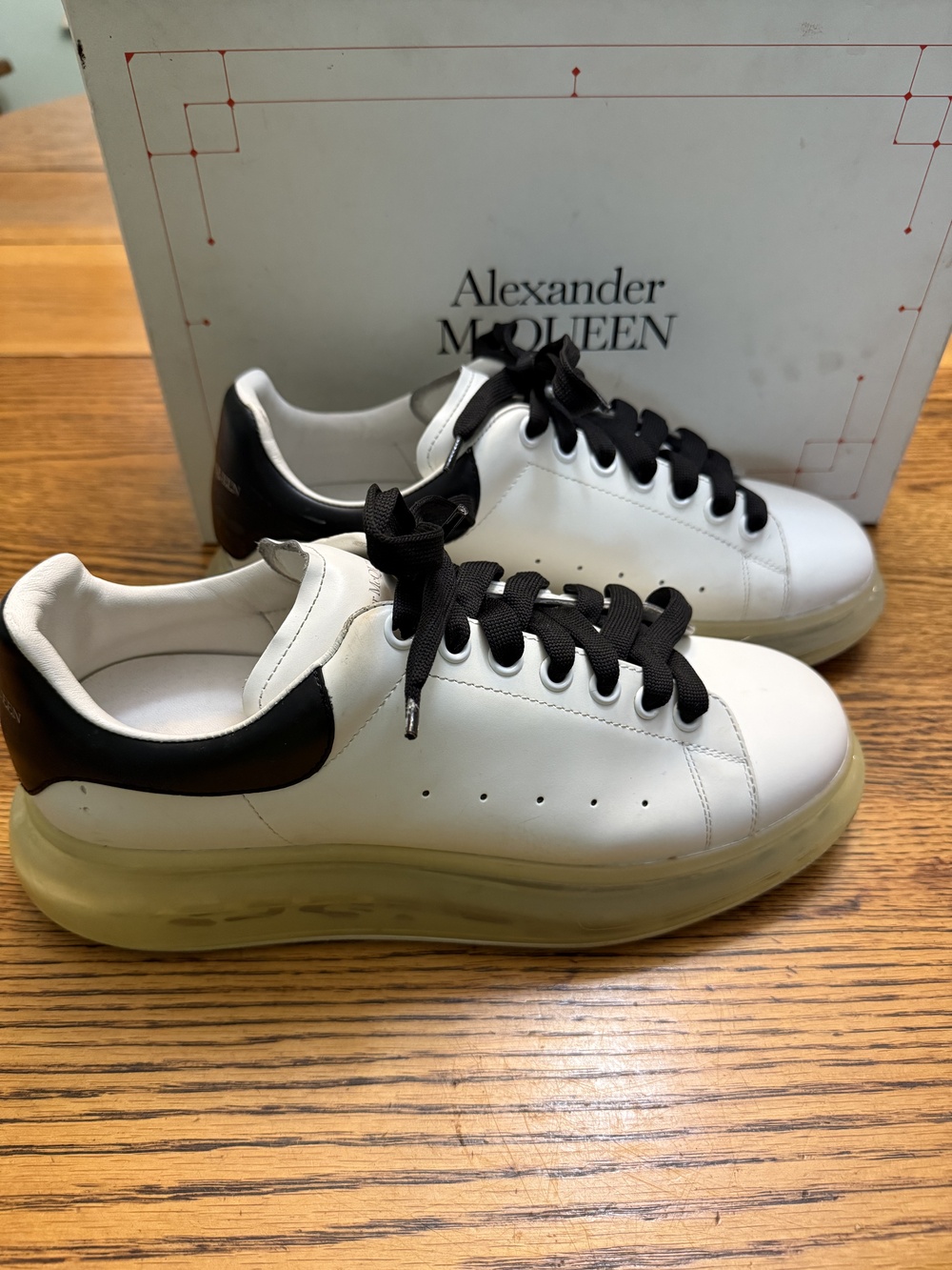 Alexander McQueen Shoes Mens Size 10 Leather Clear Sole 543312 Sneakers